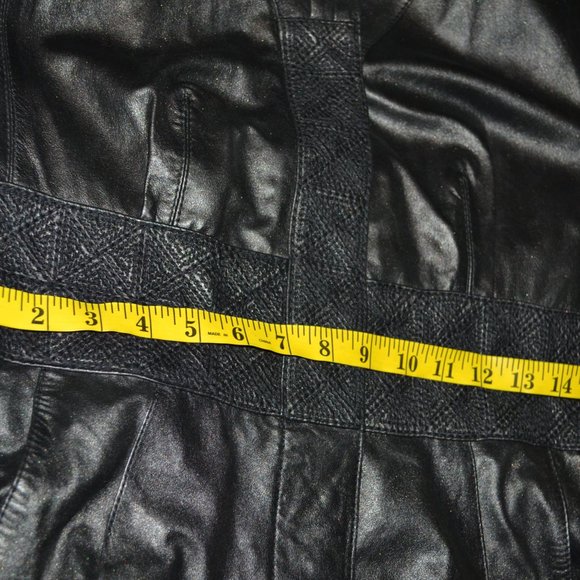 Vintage Gian Mori Black Leather Duster Jacket 42 8 - Picture 11 of 12